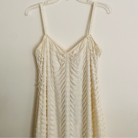 NWT RARE BETSEY JOHNSON RUFFLE & TWINKLE CREAM SEQUIN MAXI DRESS GOWN SIZE LARGE - Picture 3 of 10